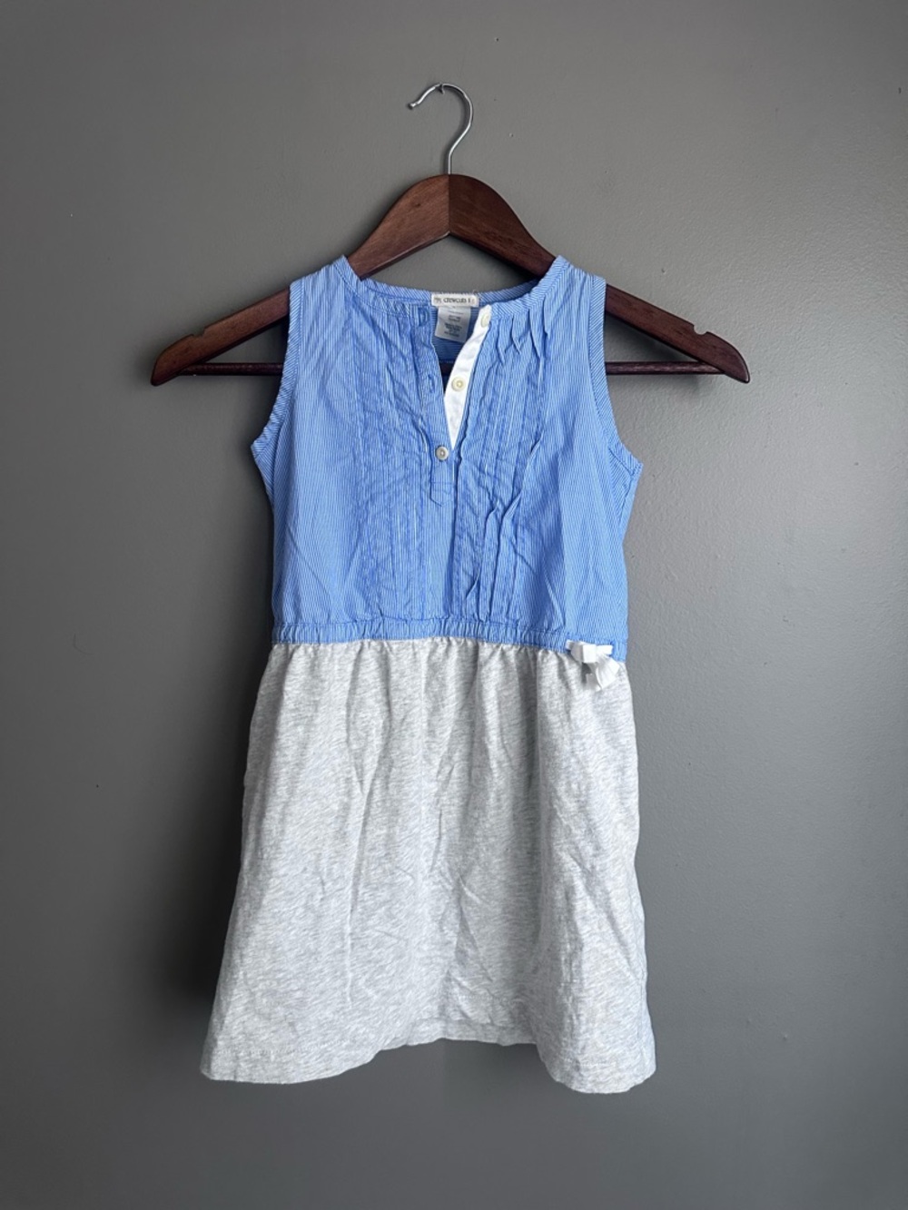 J. Crew Crewcuts Blue and Light Gray Sleeveless Casual Cotton Dress Size 6